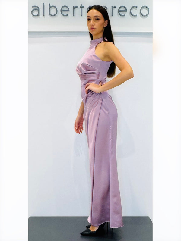 Abito lungo a sirena in raso