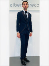 Completo cerimonia con giacca con rever con inserto in raso