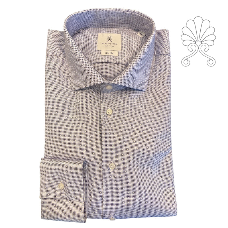 Camicia uomo in tessuto micro operato azzurro