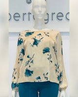 Blusa girocollo in raso fantasia Curvy