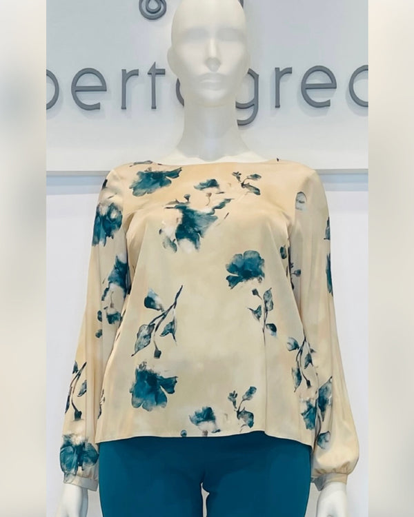 Blusa girocollo in raso fantasia Curvy