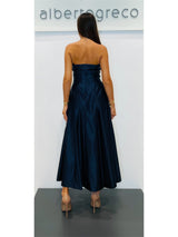 Abito bustier midi in raso