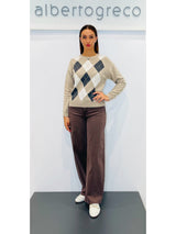 Maglia donna girocollo a quadri