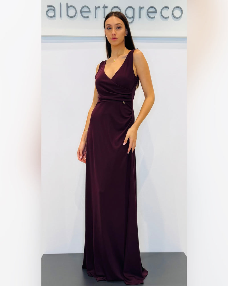 Abito lungo con scollo a V in jersey