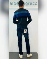 Maglia uomo a righe multicolor