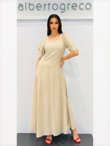 Abito lungo in tessuto goffrato