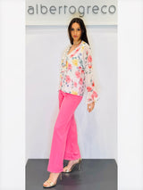 Blusa fantasia scollo a V con rouches