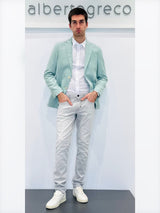 Giacca due bottoni in tessuto fiammato misto lana