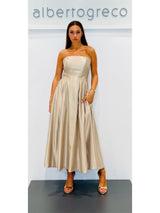 Abito bustier midi in raso