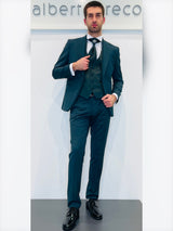 Completo cerimonia con giacca con motivo in raso su davanti