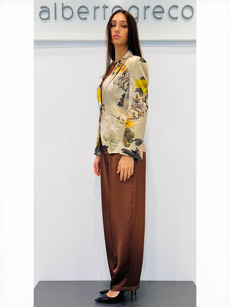 Giacca in raso fantasia un bottone