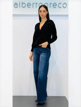 Cardigan over con davanti ricamato