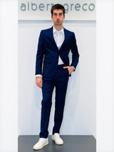 Abito due bottoni in tessuto spinato