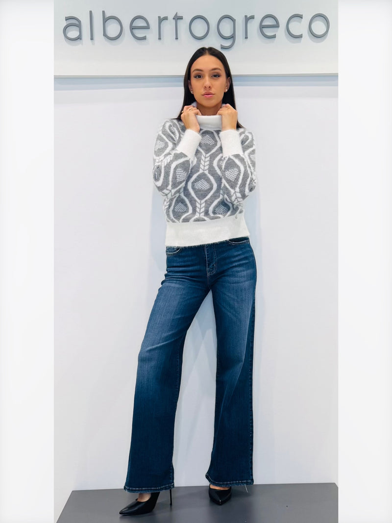 Maglia dolcevita jacquard