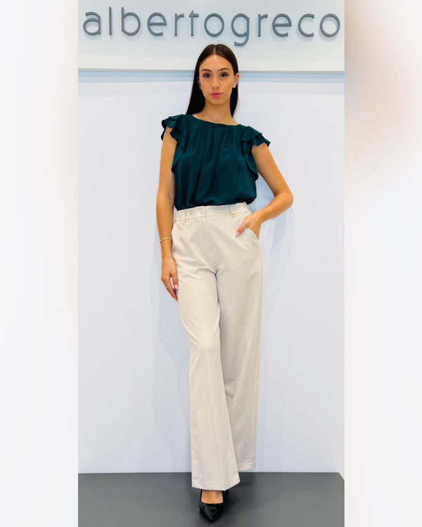 Pantaloni a palazzo con strass