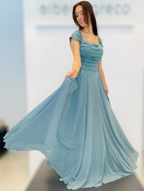 Abito lungo con corpetto in tessuto glitterato