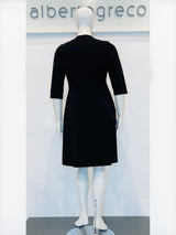 Abito in crepe con gonna svasata a pieghe