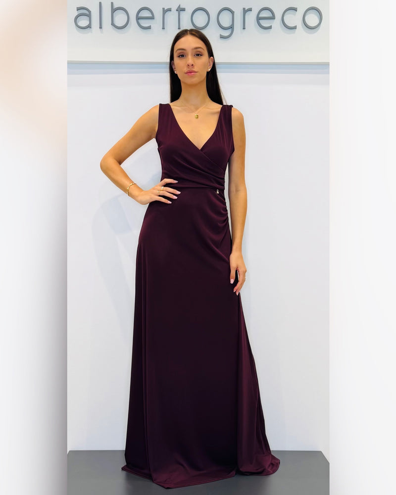 Abito lungo con scollo a V in jersey