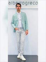 Giacca due bottoni in tessuto fiammato misto lana