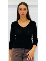 Maglia laminata a costine