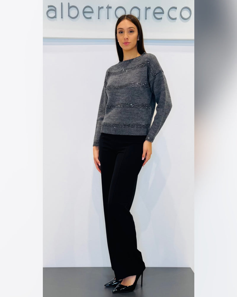 Maglia over con lavorazione a jacquard