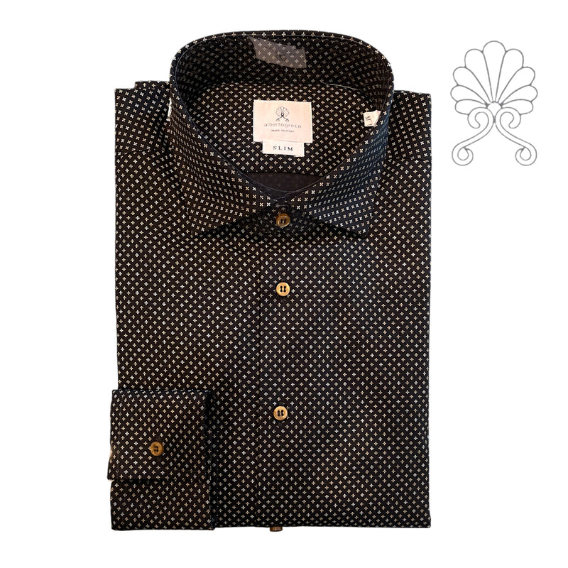 Camicia uomo stampa fantasia micro croci