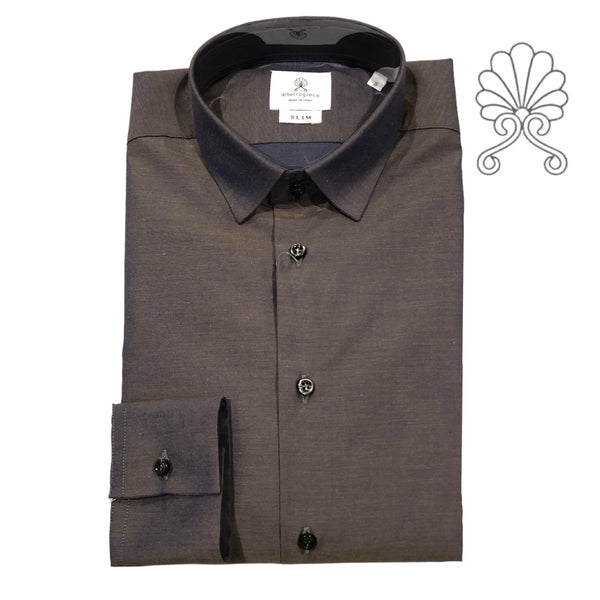 Camicia uomo collo italiano piccolo melange