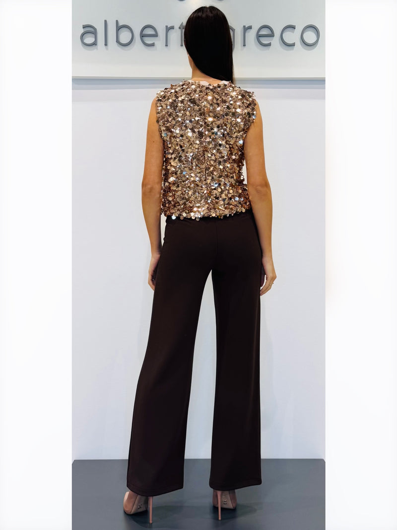 Pantaloni Palazzo vita alta in tessuto elasticizzato