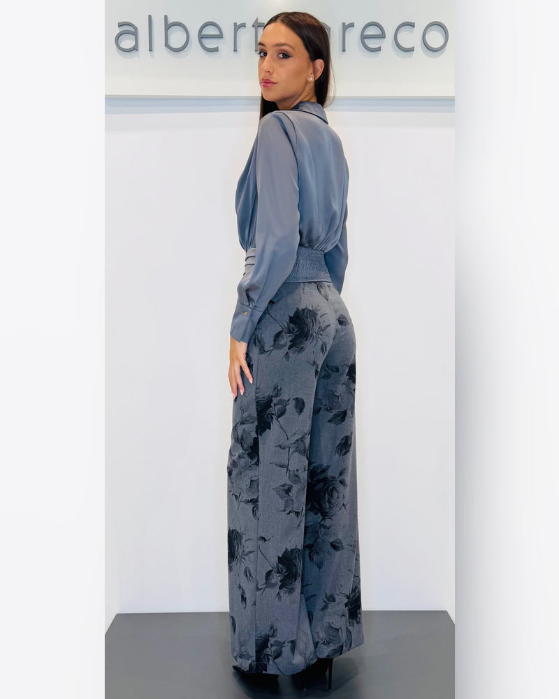 Pantaloni a palazzo fantasia floreale