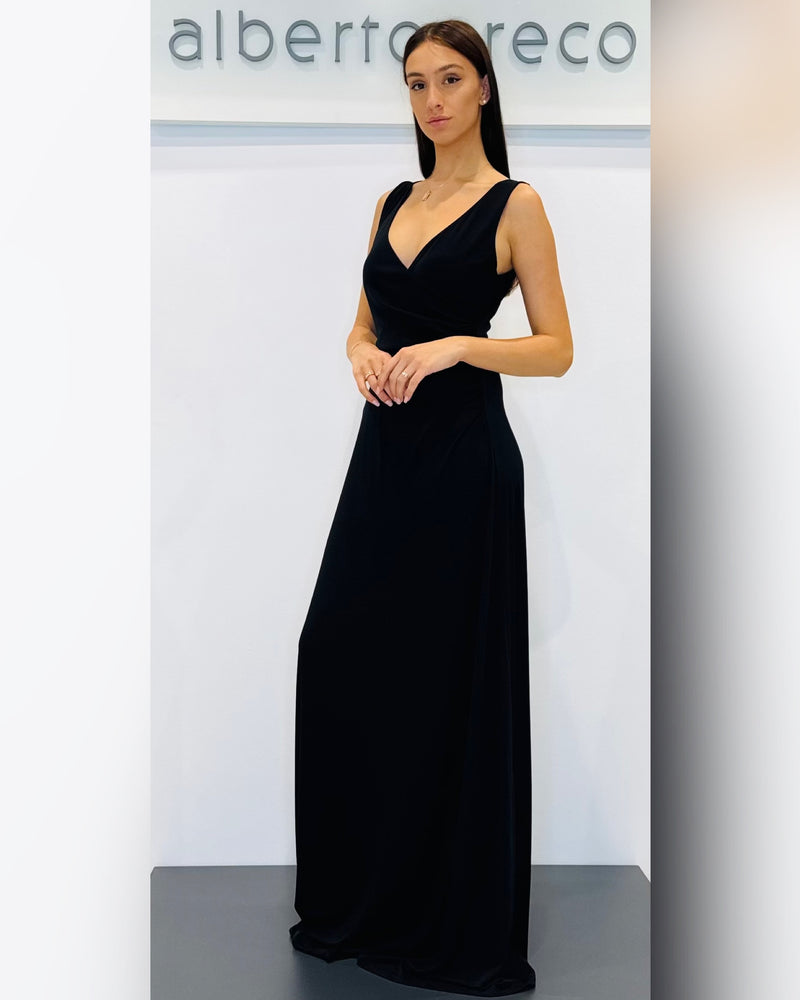 Abito lungo con scollo a V in jersey