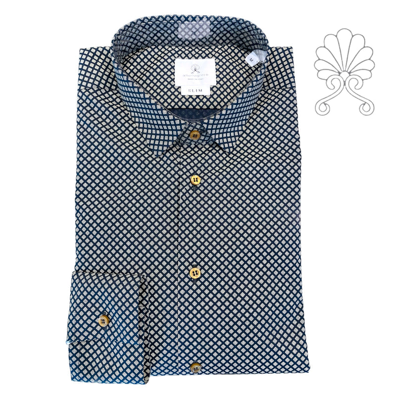 Camicia micro stampa fantasia base nera