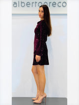 Abito in velluto ricamato con paillettes