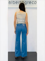 Top in maglia motivo a zig zag