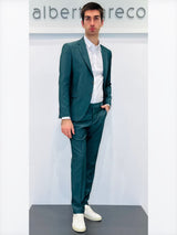 Abito due bottoni in tessuto spinato