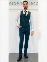 Completo cerimonia con giacca con motivo in raso su davanti