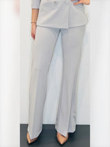 Pantaloni palazzo in crepe con dettagli in raso
