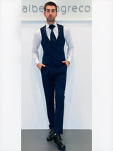 Completo cerimonia con giacca con rever con inserto in raso