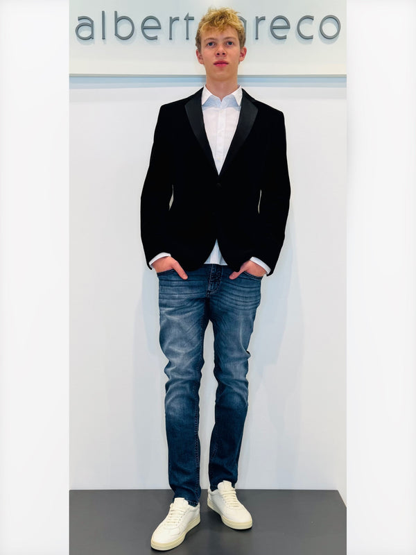 Giacca uomo in velluto con rever in raso