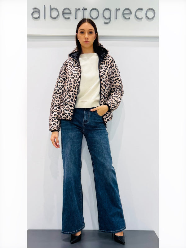 Piumino corto animalier reversibile