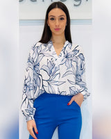 Blusa fantasia con collo alla coreana
