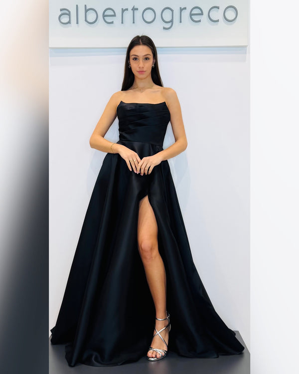Abito lungo bustier in raso