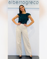 Blusa in georgette con maniche con motivo a rouches