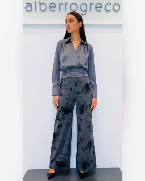 Pantaloni a palazzo fantasia floreale