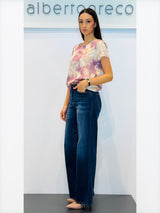 Blusa con manica corta fantasia