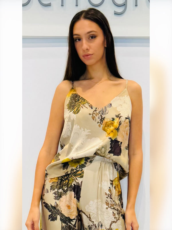 Top in raso di viscosa fantasia