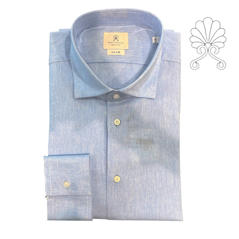 Camicia uomo collo francese in misto lino