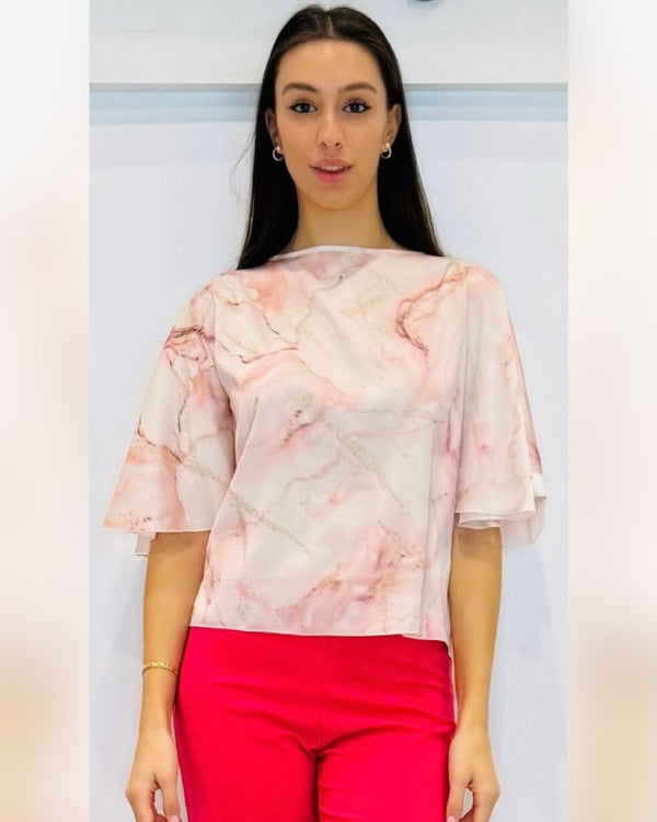 Blusa in raso fantasia sfumata
