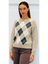 Maglia donna girocollo a quadri