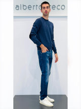 Maglia uomo girocollo in lana con toppe