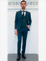 Completo cerimonia con giacca con motivo in raso su davanti